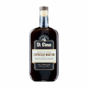 Bottle of St. Elmo's signature Espresso Martini Cocktail